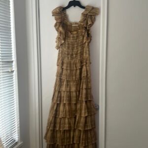 Ulla Johnson cotton plaid tiered truffle dress. In excellent condition! Timeless